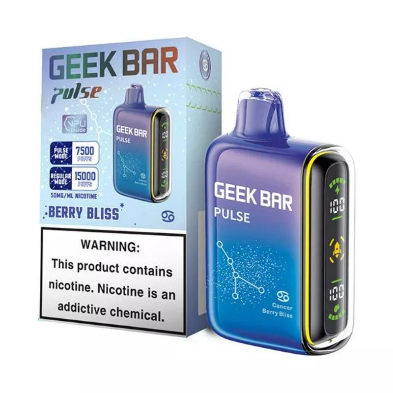 Geek Bar Pulse 15K disposable with adjustable airflow, rated at 15,000 puffs from 16mL of e-liquid
